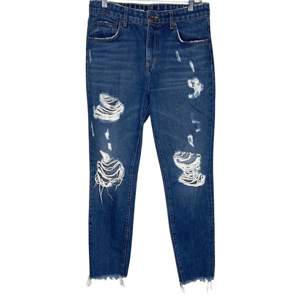 Carmar Jeans Women 6 28" Blue Ankle High Rise Frayed Casual Distressed Destroyed